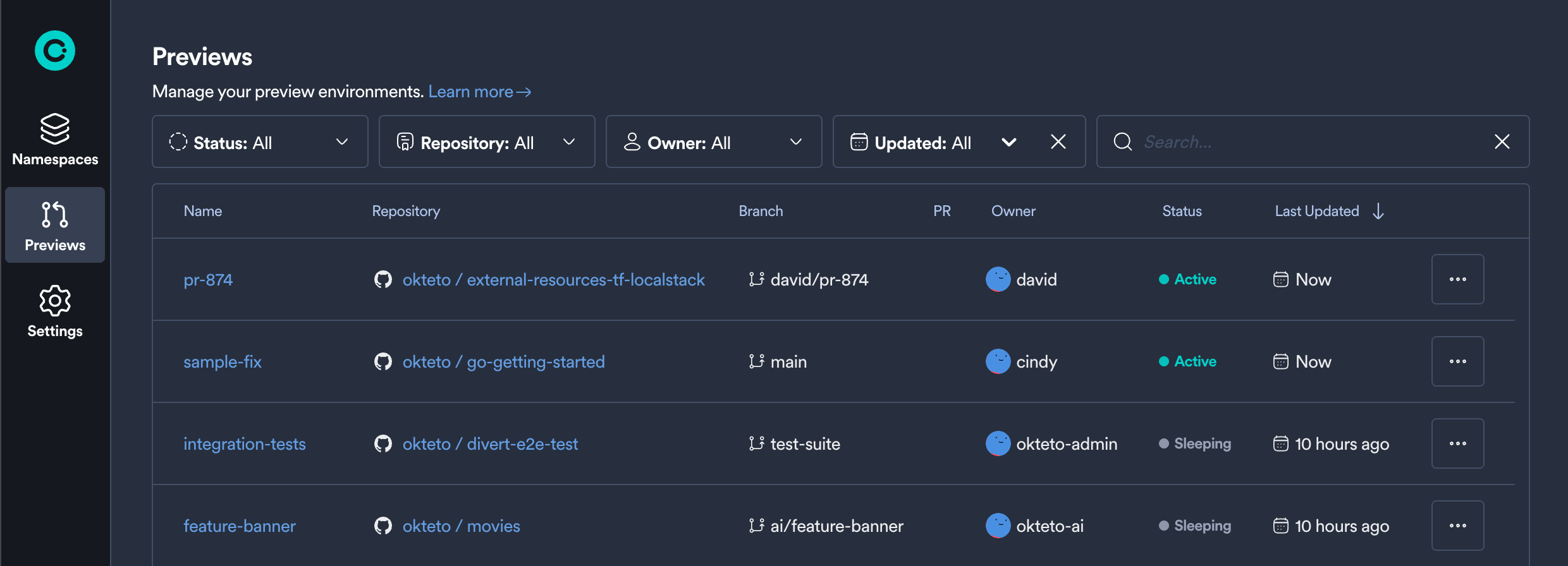 Preview Environments
